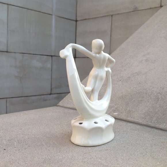 Art Deco Flower Frog ~ Dancing Woman w Scarf 6" - Picture 6 of 9